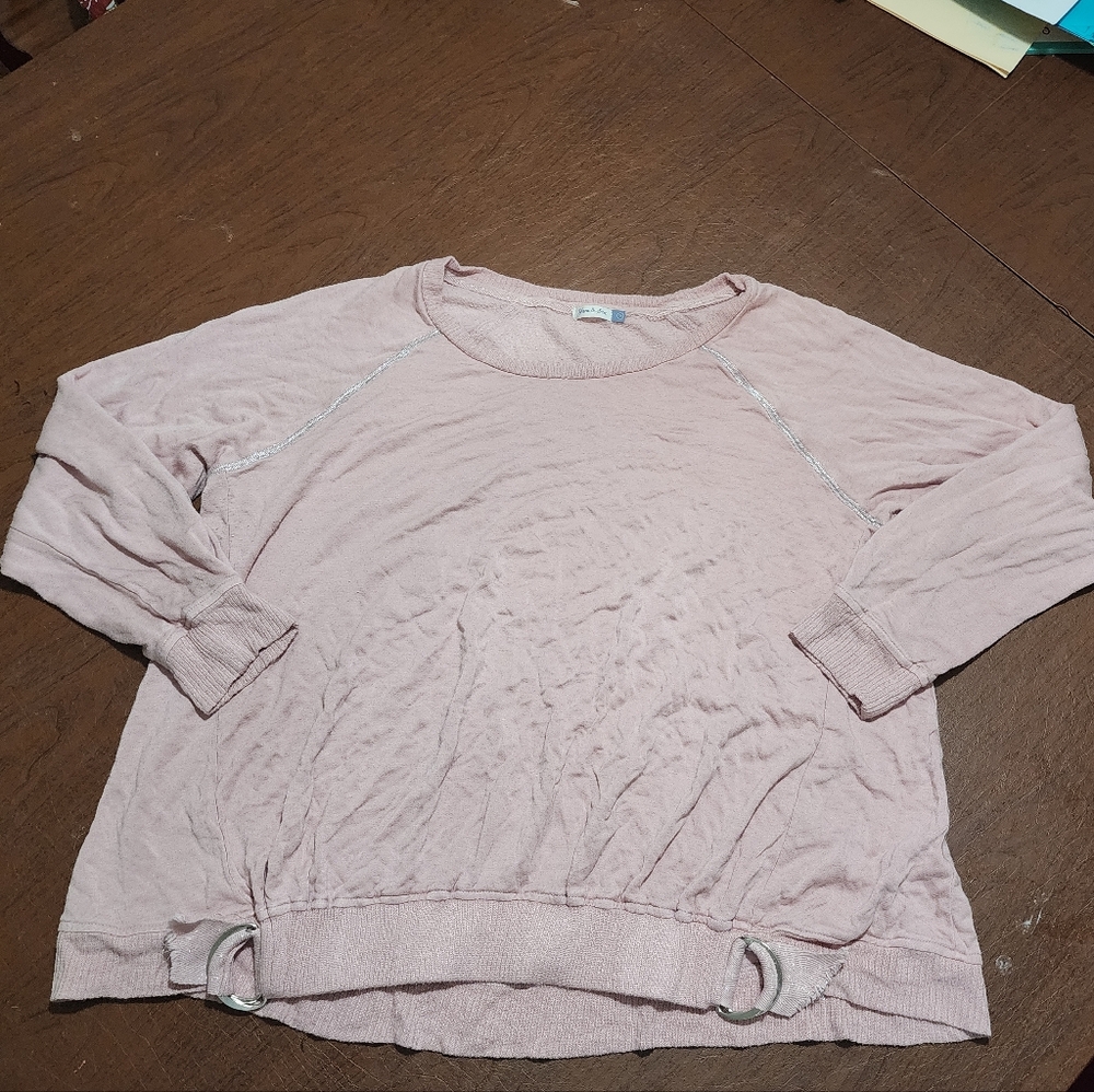 Yarn & Sea Cozy Pink Longsleeve Top with Silver Accents